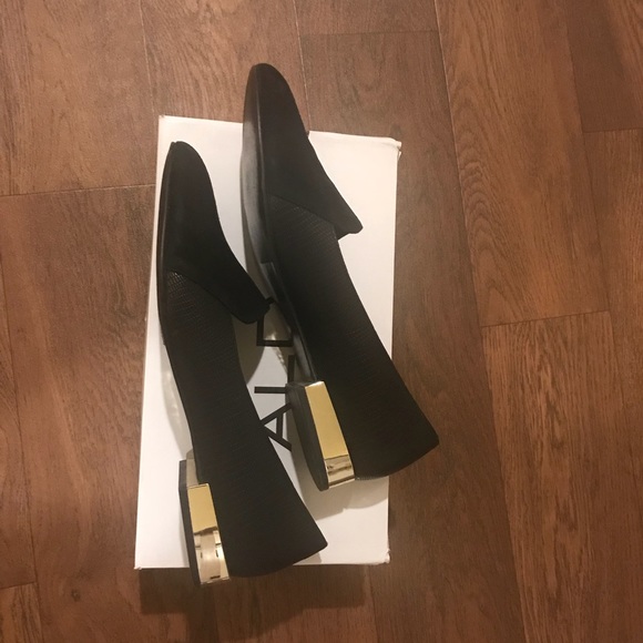 Aldo Shoes - Black loafers with gold heel